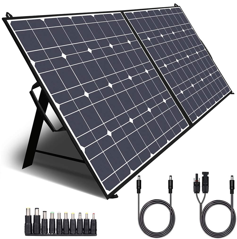 Portable Solar Panel for Power Station, 100W Foldable Solar Charger with QC3.0/PD60W/DC 4 Outputs for Phone Tablet Camping Outdoors RV
