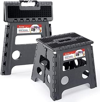 ACSTEP 13" Folding Step Stool- Holds up to 300Lb,The Lightweight Non-Slip Upgrade Collapsible Stepping Stool is Sturdy Enough to Support Adults and Safe Enough for Kids(Grey,1 Pack)