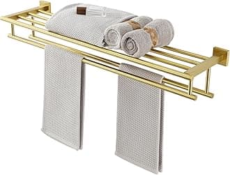 Alise Towel Rack,Large Towel Holder Towel Shelf with Double Towel Bars for Bathroom Lavatory,32-Inch SUS 304 Stainless Steel Wall Mount Towel Hanger,Gold Finish
