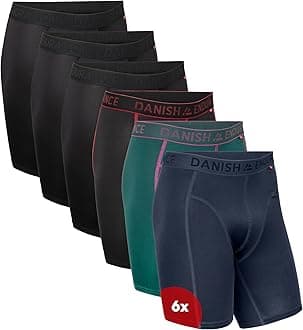 DANISH ENDURANCE Mens Athletic Boxer Briefs, Moisture-Wicking, Anti Chafing, Quick Dry, Workout Underwear Men, 6 or 10-Pack