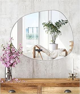 Self Adhesive Irregular Mirror HD Glass Stick on Wall Mirror for Makeup Bathroom Decorative Mirror for Door Hallway Living Room Bedroom