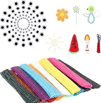 500 Pieces Wax Craft Sticks Non-Toxic Bendable Wax Sticks 100 Pairs Googly Eyes Kids Crafts Set DIY Crafting Kit for Kids DIY Art Supplies Toys