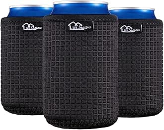 WKieason 12oz Standard Can Sleeves Insulators Sleeves Standard Can Covers 12OZ Beer Bottle Sleeves Coolers Holder Non-slip Neoprene Can Coolier Sleeves 3PC Pack (Blackx3)