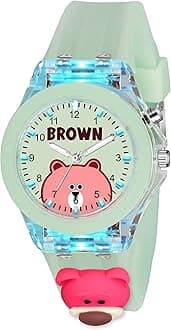 SWADESI STUFFCute Cartoon Multi Color Lights Rubber Strap Analog Watch for Girls