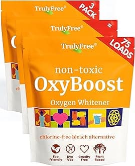 - Truly Free OxyBoost - Oxygen Whitener & Clothes Stain Remover Laundry Detergent Powder with Sodium Percarbonate - Brightens Whites & Safe for Colors - Non-Chlorine, Gentle Yet Powerful - Pack of 3