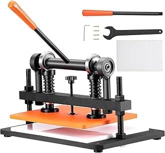 VEVOR Leather Cutting Machine, 36x26cm Embossing Sheet Manual Puncher,11.9mm Pressure Stroke Leather Embossing Machine, Punching Machine with Double Steering Shafts for Various Materials