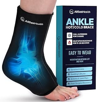 Ankle Ice Pack Wrap for Swelling - Hot/Cold Therapy Ice Wrap for Foot Pain Relief, Heel Pain Relief, Plantar Fasciitis, Achilles Tendonitis Relief, Sprained Ankle Compression, Medium