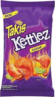 Takis Kettlez Fuego Potato Chips, Hot Chili Pepper and Lime Artificially Flavored Chips, 8 Ounce Bag