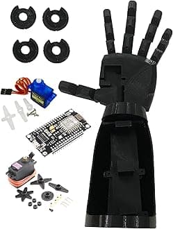 VAALI 3D Printed Non-Assembled Robotic Hand DIY Kit (Black) | 5 Motors + 1 ESP8266 Wi-Fi | 4X MG996R + SG90 | Plastic | STEM Kit for Robotics & Engineering for School Project