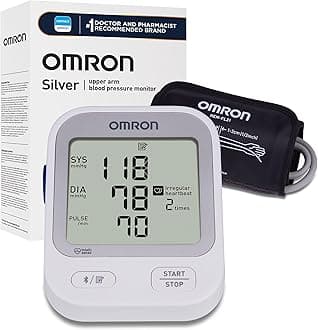 OMRON Silver Upper Arm Blood Pressure Monitor, Clinically Validated, Medical Grade, Large Screen, Unlimited Readings in OMRON app, Pre-Formed Cuff, Blood Pressure Machine with Bluetooth Technology