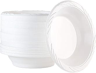50 Count Disposable 18 ounce White Plastic Soup Bowls