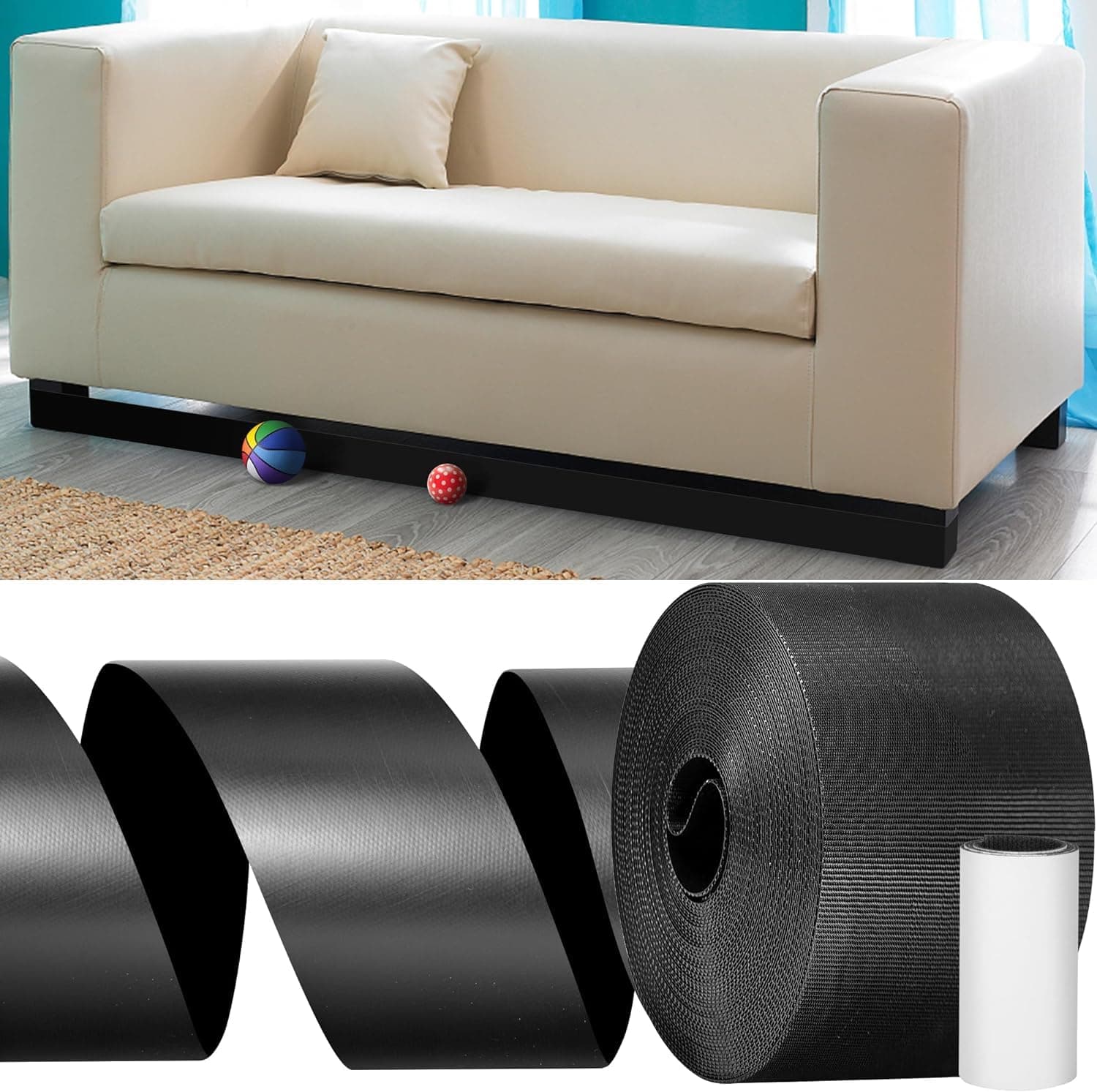 10 M Toy Blockers for Under Sofa-Adjustable Under Couch Bed Blocker-Gap Bumper for Avoid Things Sliding under Couch & Furniture
