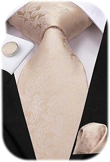 Hi-Tie Paisley Floral Ties Set for Men Silk Mens Stripes Necktie Pocket Square Cufflinks Set Formal Business