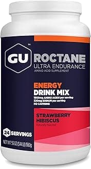 - Roctane Ultra Endurance Energy Drink Mix, Vegan, Gluten-Free, Kosher, and Dairy-Free n-The-Go Energy for Any Workout, Strawberry Hibiscus, 3.44 lb. Canister (24 Servings)