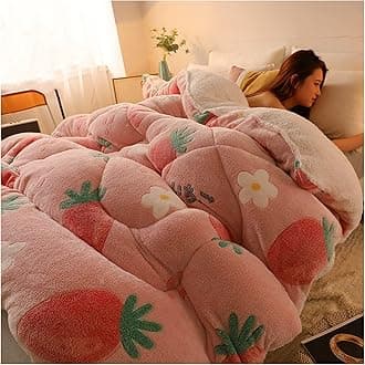 RRNAR Down Duvet, Cashmere Quilt, Quilt/quilts, Comforter, Winter Quilt Thicken Lamb Cashmere Duvet for All Seasons, Soft and Durable Heavy Quilts, Machine Washable,E,150x200cm(3.5kg) [Energy Class A]