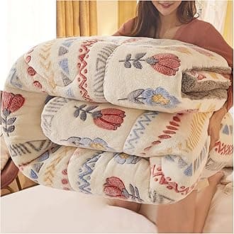 RRNAR Down Duvet, Cashmere Quilt, Quilt/quilts, Comforter, Winter Quilt Thicken Lamb Cashmere Duvet for All Seasons, Soft and Durable Heavy Quilts, Machine Washable,H,200x230cm(5kg) [Energy Class A]
