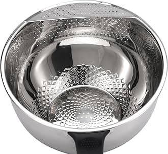 DOPMEP Fine Mesh Rice Strainer, Metal Colander Bowl Stainless Steel Baskets for Pasta, Fruit - Strain, Drain, Rinse -8.67 inch