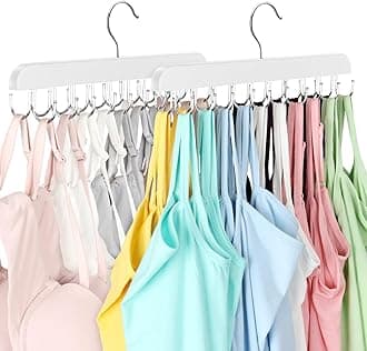 Resovo Bra Hanger for Closet, Tank Top Hanger 20 Hooks Capacity Foldable Wood Space Saving Hanger Closet Organizers and Storage for Dorm & Apartment for Tank Top, Bra, Scarf