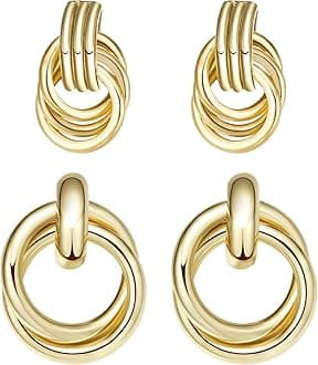 Geometric Rectangle Gold Stud Earrings Irregular Hammered Chunky Statement Square Earrings for Women Trendy