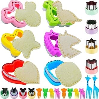 Uncrustables Maker, Sandwich Cutter and Sealer for Kids, Sandwich Cutter Sealers, Crustless Sandwich Maker, Bread Cookie Fruit Cutter Set for Kids Lunch Box & Bento Box (6shapes)