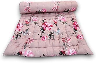 Soft Cotton Mattress Foldable Light Weight Filled Single Firm Mattress| Gadda (3D Design Printed, 1 Sleeping Capacity, 3 x 6 ft or 72 x 36 Inches) (Maroon Floral Mattress)