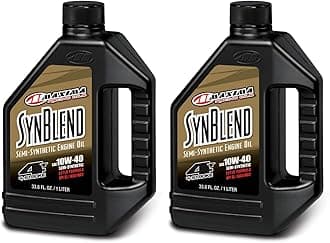 Maxima 34901B Syn Blend4 10W-40 Motorcycle Engine Oil - 1 Liter Bottle (Pack of 2)