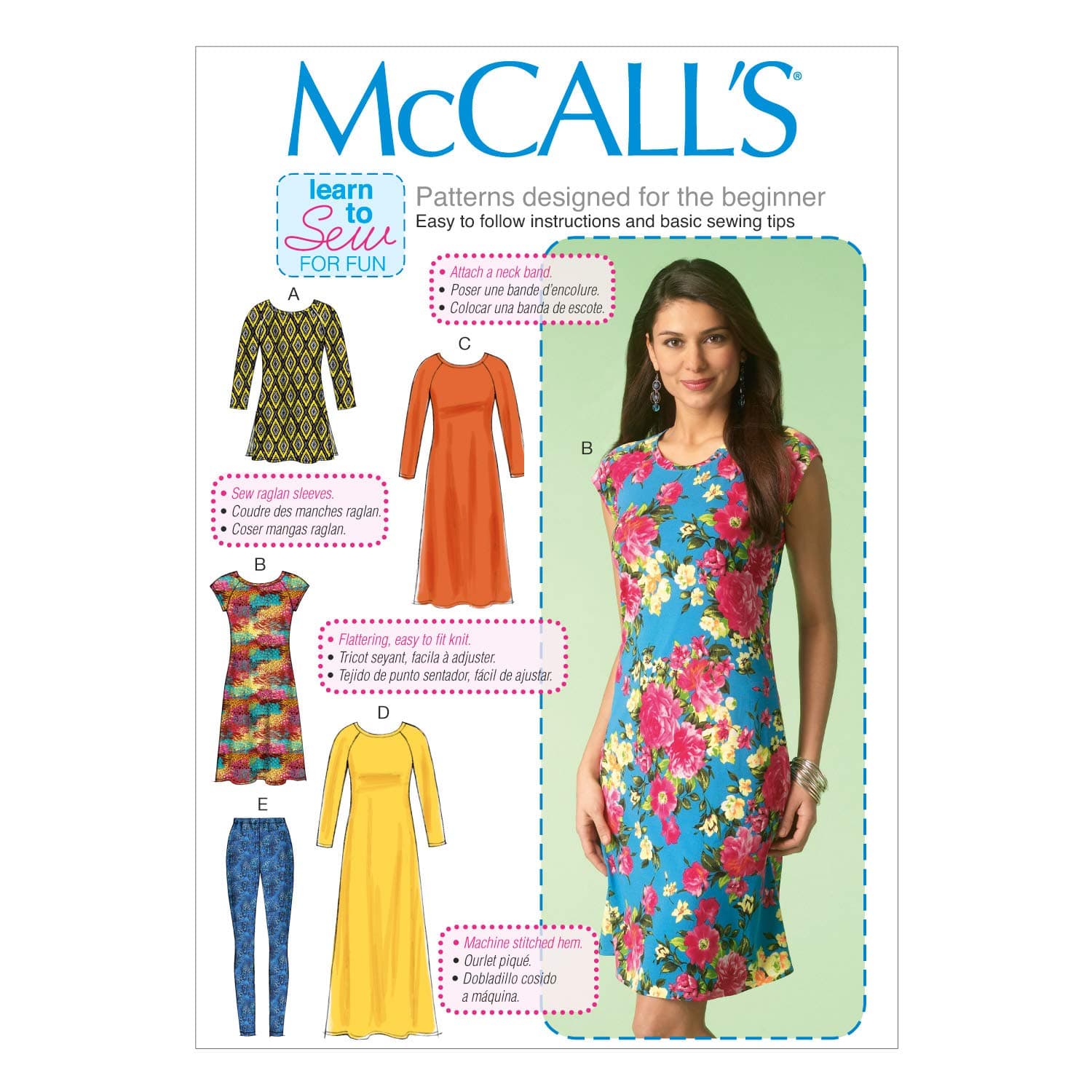 Patterns 7122 Y Sizes X-Small 4-6/Small 8-10/Medium 12-14 Misses Tunic Dresses and Leggings Sewing Pattern