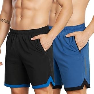 NEVER LOSE Mens 2 Pack Polyester Yoga Short Men Summer Running Gym Sports Shorts with Pockets Shorts for Men