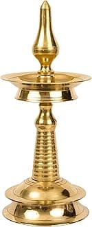 Traditional Brass Kerala Kuthu villaku Diya for Puja|Lord Ayyappan Vilakku|Pooja Aarti|Arti Deepak Deepam Oil Lamp for Home Temple Puja Articles Decor Gifts- Kerala Nila Villakku(11 inch, 1)
