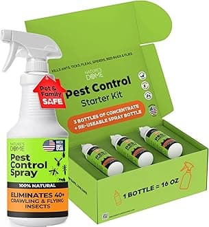 Nature's Dome Pest Control Starter Kit – Makes 3 Bottles (16 oz Each) – Eco-Friendly, Plant-Based Formula for Ant, Roach, Spider, Fly, Flea & Insect Control – Child & Pet Safe for Indoor/Outdoor Use
