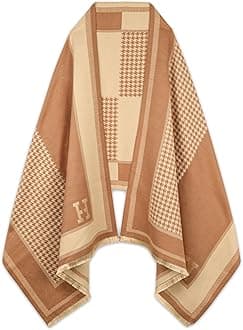 EXTREE Scarfs for Women Pashmina Silky Shawl Wrap for Evening Dressing Blanket Open Front Poncho Cape