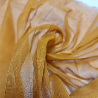 Plain/Solid Dyed 100% Cotton Muslin Fabric (Mulmul/Voile/Cheesecloth) | Soft & Lightweight Dress & Craft Material | 45" (112cm) Wide | Sold Per Meter (Pre-Cut Lengths) (Mustard, 2 Meter)