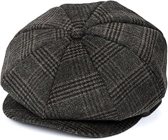 jerague Wool Newsboy Cap for Men Women - Classic Vintage Gatsby Lvy Cabbie Hat Flat Beret Cap Adjustable Size