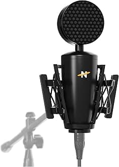 King Bee II - Cardioid Large Diaphragm True Condenser Microphone Includes Shock Mount and Pop Filter, for Vocal Recording, Podcasting, and Streaming, XLR Output - Black
