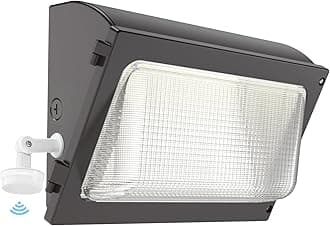 HYPERLITE LED Wall Pack Light: 120W Wall Pack LED Exterior Light with Motion Sensor - 15600lm Glass Lens LED Security Flood for Yard UL Listed