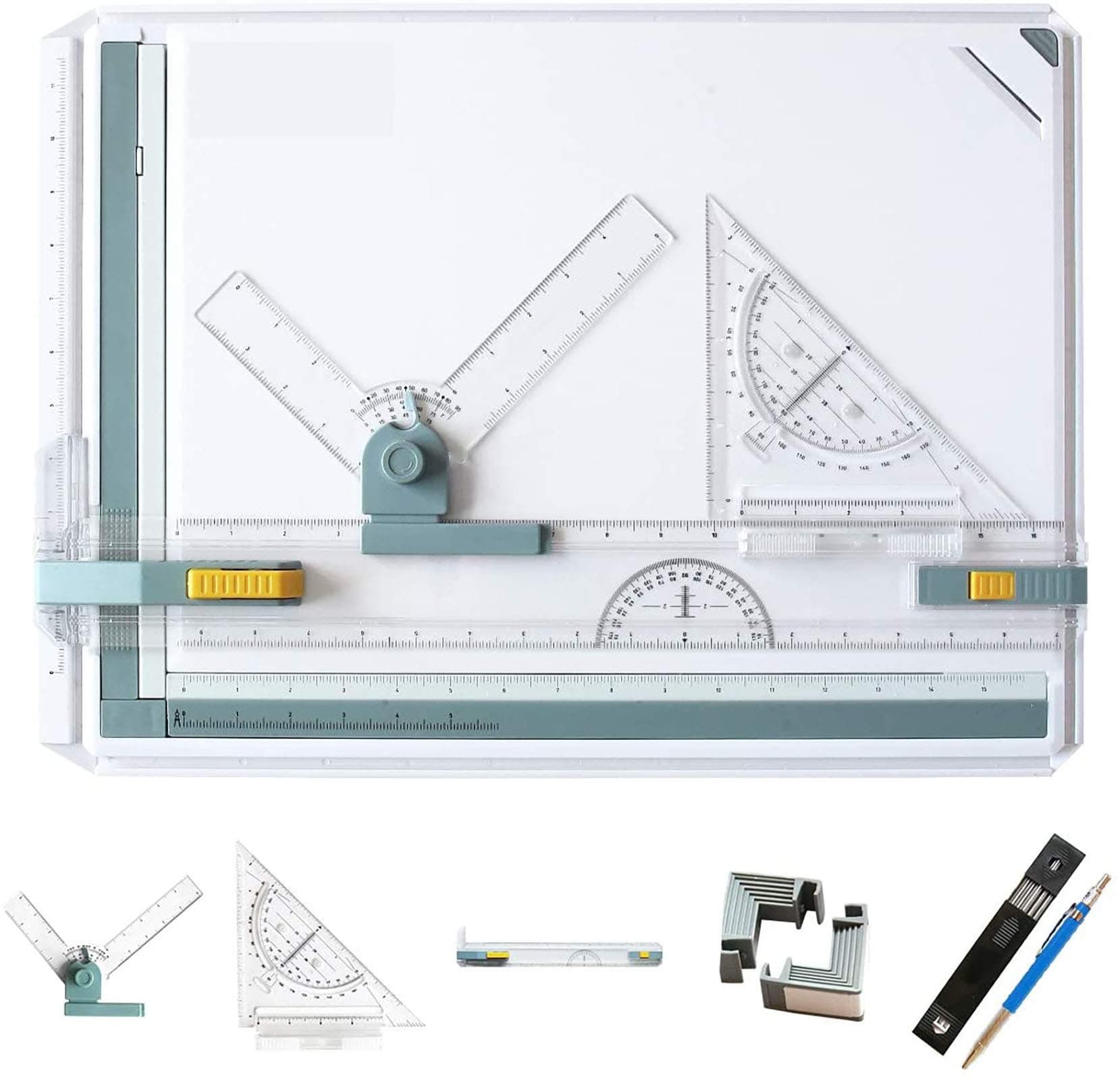 Frylr Inch A3 Drawing Board Drafting Table Multifunctional Drawing Board Table with Clear Rule Parallel Motion and Angle Adjustable Measuring System
