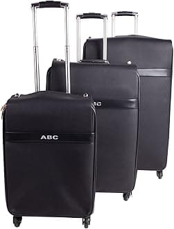 ABC Stylish 3-Pieces Lightweight Durable Travel Luggage Trolley Suitcase/Bag Set for Men Women - BLACK (29/25/21 Inch)