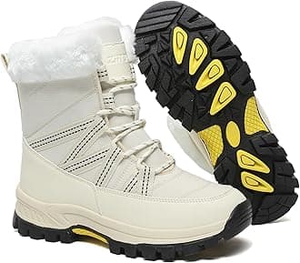 Womens Snow Boots Warm Fur Lined Winter Boots Anti Slip Ankle Boots Mid Calf Snowboots Waterproof and Cold-Resistant Outdoor Walking Shoes for Women Ladies Girls