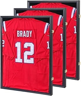 Jersey Frame Display Case 3 Pack - Jersey Display Case Jersey Shadow Box with Uv Protection Acrylic and Hanger for Baseball Basketball Football Soccer Hockey Sport Shirt and Uniform,Black Finish