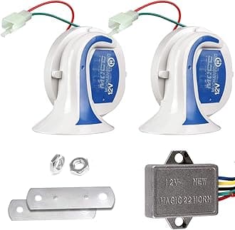 AllExtreme EXHRN02 MOCC Loud Snail Shaped Horn with 22 Sound Tone, Electric Air Siren for Bike Motorcycle Car SUV Bus Truck & Off Road Vehicle (1 Set)