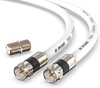 40FT RG6 Coaxial Cable Connectors Set - High-Speed Internet, Broadband and Digital TV Aerial, Satellite Sky Cable Extension- Weather-Sealed Double Rubber O-Ring and Compression Connectors White