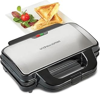 Electric Deep Fill Toasted Sandwich Maker Grill, 4 Slice Triangle Press with Cool Touch Handle, Non-Stick Plates for Thick Cheese Toasties, 900W, For Large Deep Filled Toasted Sandwiches