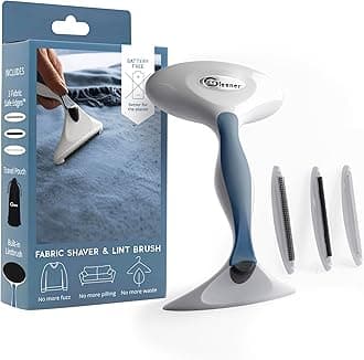 Battery-Free Fabric Shaver & Lint Brush | Ultimate Fuzz Remover Sweater Comb | Lint Remover and Depiller for Clothing & Furniture (Slate Blue in Carton Box)