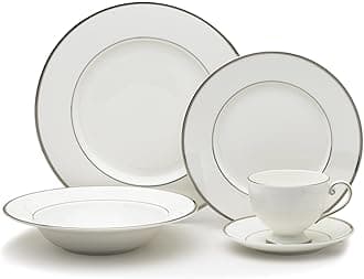 MikasaCameo Platinum 40-Piece Dinnerware Set, Dinner,Salad,Cereal, Fruit, Service for 8,White