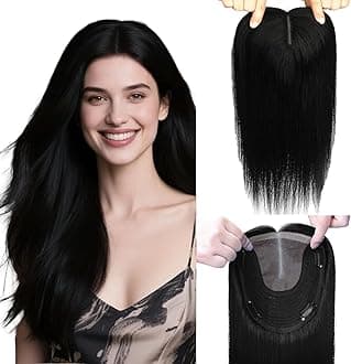 Hair Topper 16inch Hair Toppers for Women Real Human Hair 360° 3D 75g Natural Hairpiece Wiglet Extensions for Thin 6x7inch Large Base (#1Toppers-16inch)
