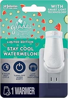 PlugIn Plus Air Freshener Starter Kit, Scented Oil for Home and Bathroom, Stay Cool Watermelon, 0.67 Fl Oz, 1 Warmer + 1 Refill Clear