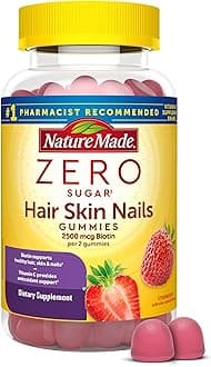 Zero Sugar Hair Skin Nails Gummies, Biotin 2500 mcg per Serving, 120 Sugar Free Gummies, 60 Day Supply