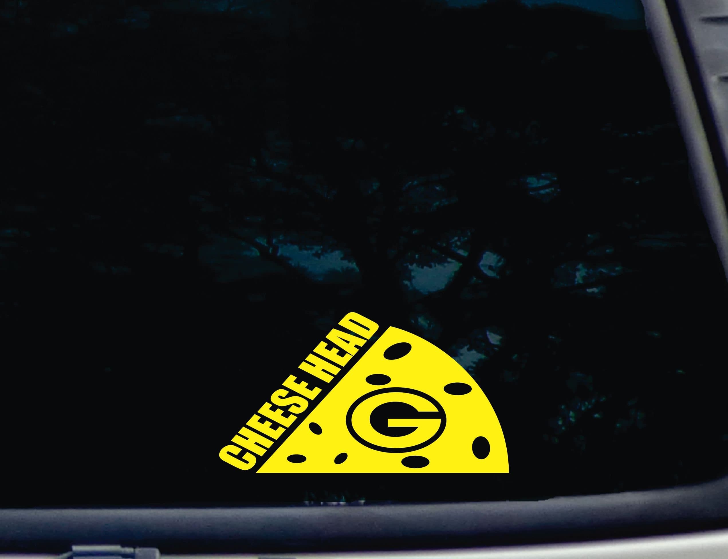 Barefoot GraphixCheese Head - 6 3/4" x 3 3/4" die Cut Vinyl Decal for Windows, Cars, Trucks, Tool Boxes, laptops, MacBook - virtually Any Hard, Smooth Surface