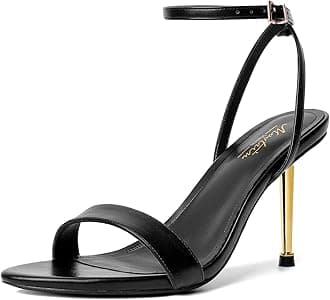 Mostrin Strappy Heels for Women Ankle Strap Lace Up Pointed Open Toe Heels Stiletto High Heeled Sandals for Prom, Party, Daily