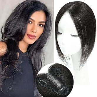 Hair Toppers for Women Real Human Hair,Hairs Toppers for Women No Bangs Top Hairs Extensions/Pieces for Thinning Haisr Lace Base 12 inch